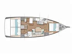 Sun Odyssey 440 - 3 cabins - Layout